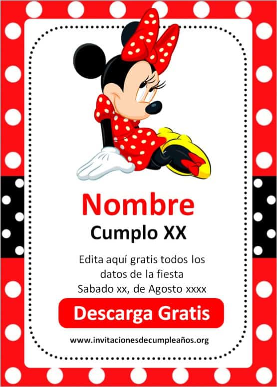 Invitaciones de Minnie cumpleaños